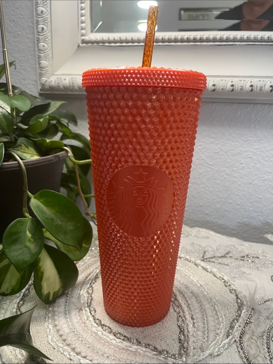 Starbucks Other - NWT 2021 Starbucks Coral Orange Studded Cold Cup Tumbler 24oz Matte Reusable Cup